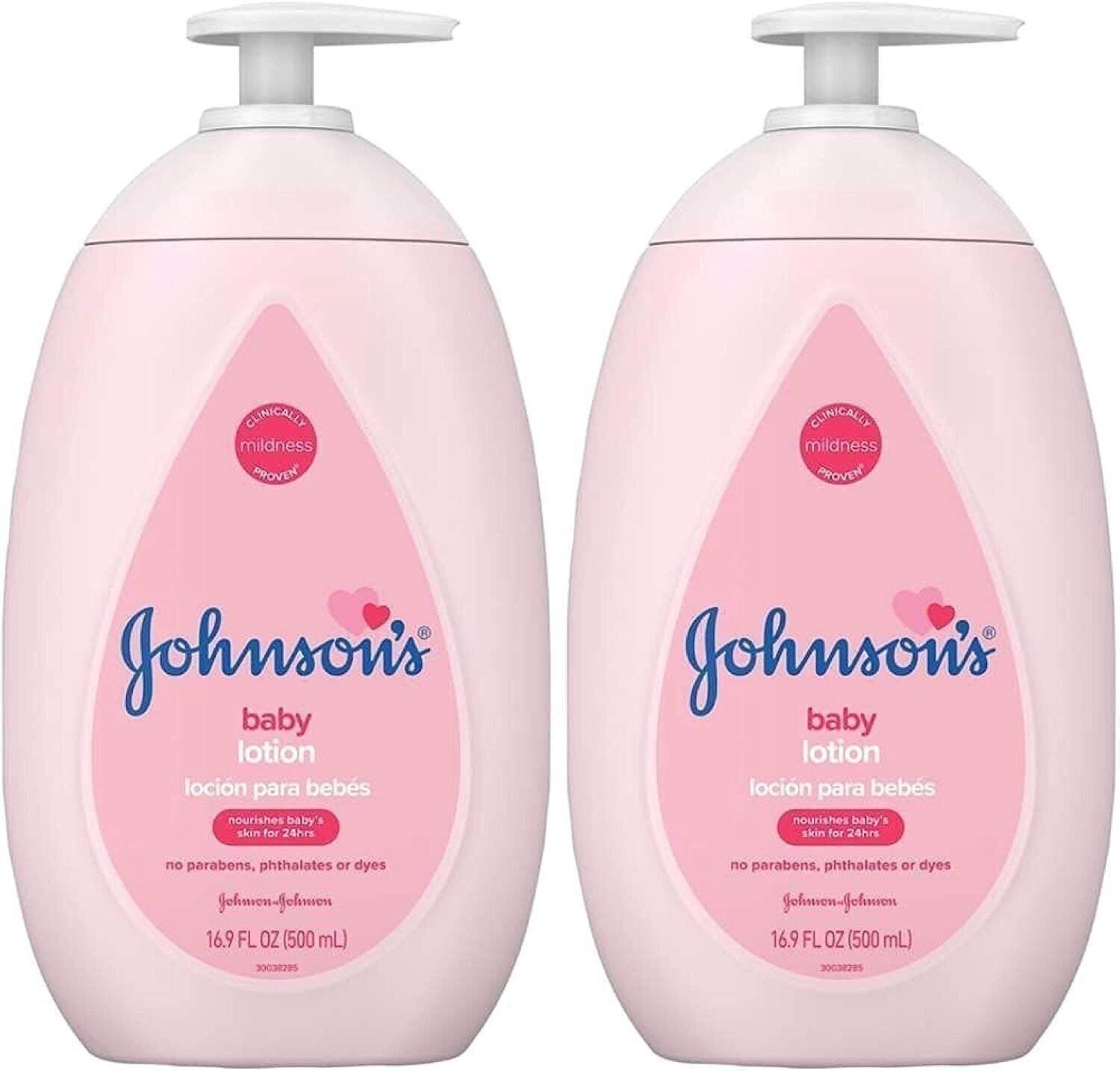 Johnsons Baby Lotion 16.9 Ounce Pump (500ml) (2 Pack)