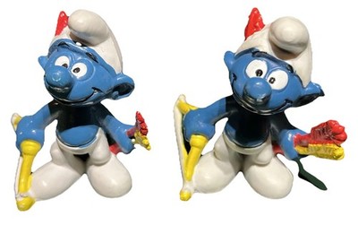 Vintage Smurfs Archer Variants Rare Smurf PVC Figure Bow Arrow Display Figurine