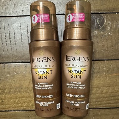 2 Jergens Natural Glow Instant Sun Sunless Tanning Mousse Deep Bronze 6 fl oz