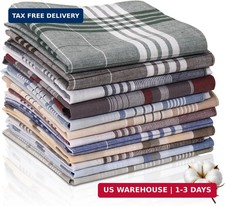 12 pack Men's Handkerchiefs 100 Cotton 16 inch Large Mens Pocket Square Handker