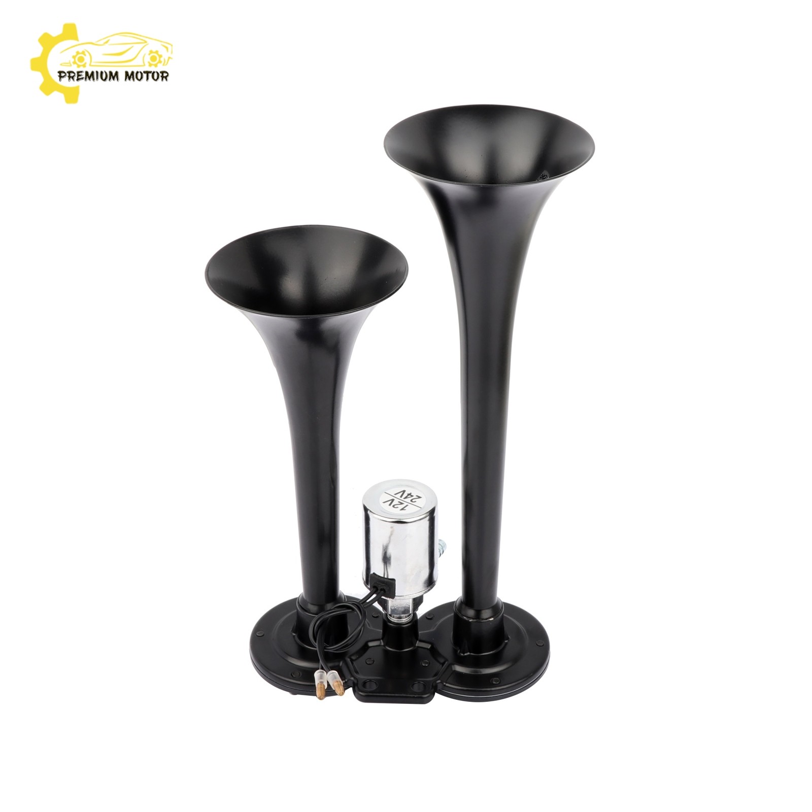 Dual Trumpet Deep LOUD Train Air Horn Kit 12 Volt Metal 12V 135DB