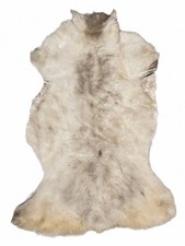 Sheepskin real  natural white-light grey, approx. 120 cm  soft pile  eco tanned  unique