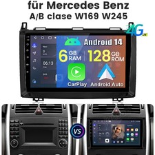 6G+128GB F&uuml;r Mercedes-Benz A/B-Klasse W245 Android 14 Autoradio Carplay SWC GPS