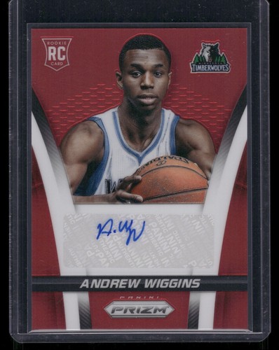 ANDREW WIGGINS 2014-15 PANINI PRIZM #2 ROOKIE AUTO RED PRIZM RC 15/199