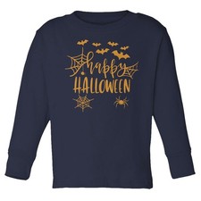 Happy Halloween - Spider Web and Spooky Bats Toddler Long Sleeve TShirt