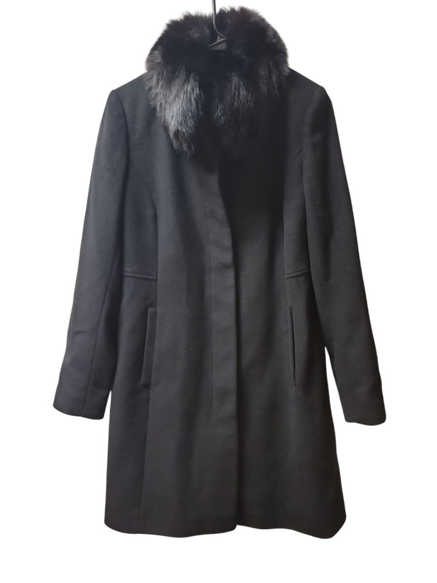 Via Spiga Wool Blend Coat with Fox Fur Collar | eBay