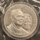 GEORGE AND BARBARA BUSH COMMEMORATIVE 1 OZ. SILVER PROOF W/COA/BAG!
