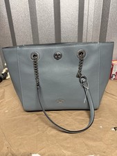 New Coach 57107 Turnlock Chain Tote 27 Baby Blue Pebbled Leather Shoulder Bag