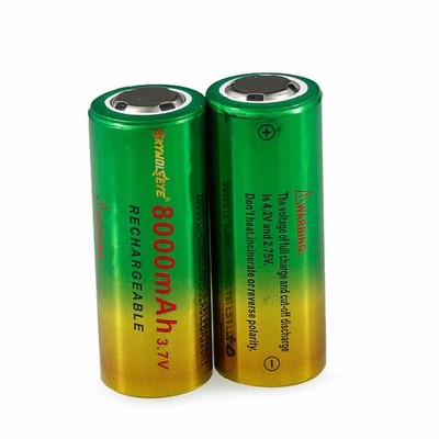 2PCS Skywolfeye 26650 Battery 3.7V Li-ion Rechargeable Batteries Cell For Torch
