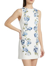 NWOT ALICE + OLIVIA  US 8 Clyde Floral Embellished Off White Mini Shift Dress