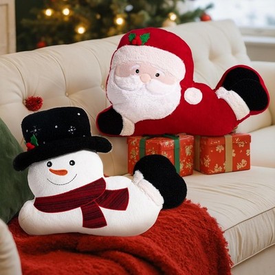 Flauschige Weihnachtskissen, 2er Pack Dekokissen für Sofa und Bett