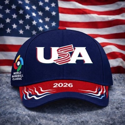 HOT! USA Team W Baseball Classic AOP Cap - Print Hat, One Size