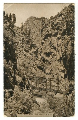 Railway Bridge Platte Canyon Colorado Canon Postcard C&S Ry 1912