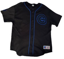 Vintage 90s Chicago Cubs Blue Black Russel Athletic Size XXL MLB Baseball Jersey