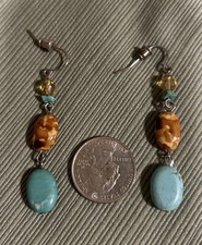 southwestern-style 2 Long Turquoise Multi-Bead dangle earrings