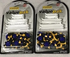 2 Packs Champ Scorpion Stinger Tri Lok Golf Soft Spikes & Zero Friction Tees NEW