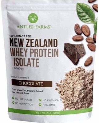 Antler Farms 100% Grass Fed New Zealand Whey Protein Isolate Chocolate 2 lb 8/26