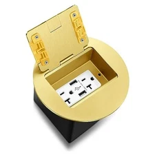 Kanayu Recessed Floor Outlet, 3.98"x 3.66" x 3.15" 1-Gang, Receptacles Gold
