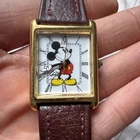 Vintage Disney Mickey Mouse Tank Watch Lorus by Seiko Gold Tone Quartz  working