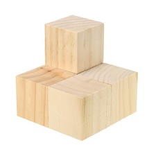 2.4 Inch Unfinished Wooden Blocks, 5 Pack Natural Wood Cube Square Wood Blocks