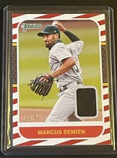 2021 Panini Donruss - Retro 1987 Materials Marcus Semien #87M-MS Red /99 (MEM)