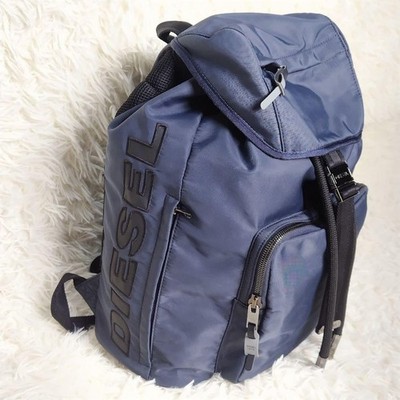 バッグ DIESEL Logo drawstring backpack Diesel Men Vhtf Hard To Get Backpack Drawstring Bag Navy Side Logo
