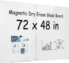 Glass Dry Erase Board 72 X 48 in White Magnetic Whiteboard