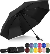 Yoobure Windproof Travel Umbrella, Automatic Umbrellas for Rain - Auto-Black 