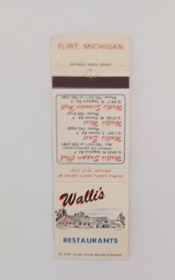Wallis Restaurant Flint MI Matchbook Cover