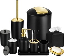 Black and Gold Bathroom Decor, 10Pcs Black Bathroom Accessories Set, Soap Dis...