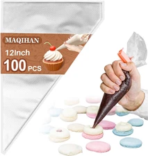12 Inch Piping Bags Disposable - 100 Pastry Bags Tipless Icing Frosting Bags Man