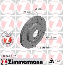 2x ZIMMERMANN Bremsscheibe SPORT Z 150.3400.52 für R50 MINI R52 R53 Cooper One
