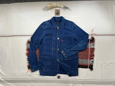 Levi's Engineer Chore Jacket M Herringbone Indigo RARE Railroad Loco Coat Vintage