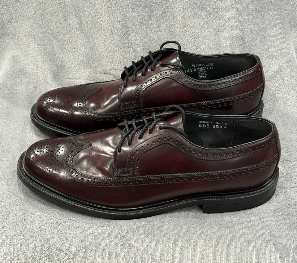 Vtg Stafford Wingtip Oxford Dress Shoes Burgundy Leather Classic Size 12 New - Image 3 of 4