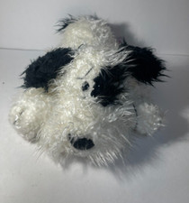 Russ Scamper Jr black/white plush puppy 13" x 5"