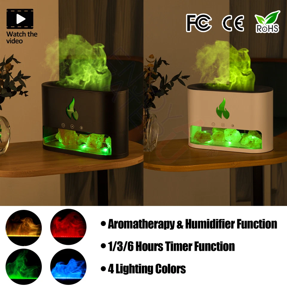 Aroma Aromatherapy Diffuser Air Humidifier Purifier Salt Stone Flame Ultrasonic - image 1 of 4