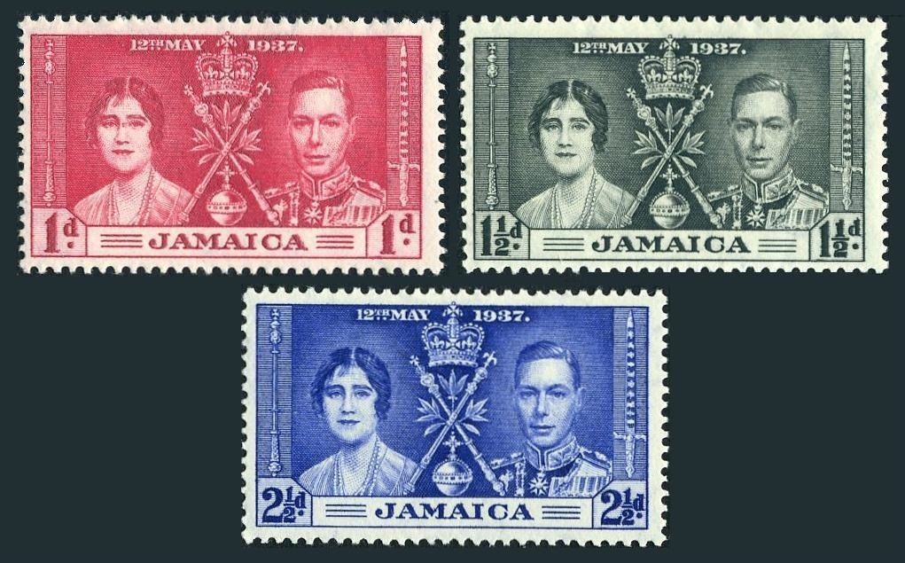 Jamaica 113-115, MNH. Michel 115-117. Coronation 1937. King George