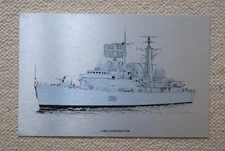 Etched/printed ship's picture on brushed aluminum, Royal Navy HMS Birmingham