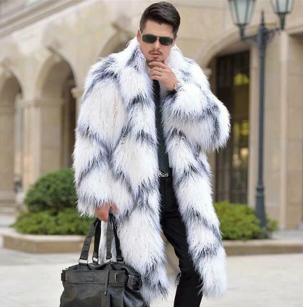 Mens Mongolian Trench Coat Long Parka Winter Warm Faux Fur Coats | eBay