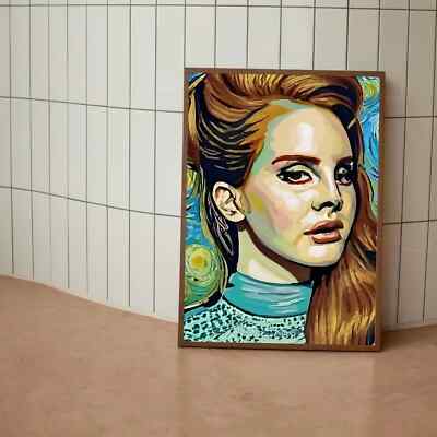 Lana Del Rey Poster, The Starry Night by Vincent Van Gogh and Lana Del Rey