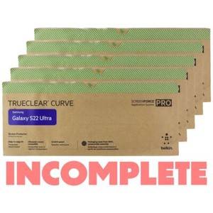 INCOMPLETE Belkin SCREENFORCE Pro TrueClear for Galaxy S22 Ultra - 5-Pk BULK PKG