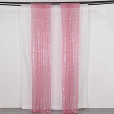 2 PINK 8ft x 2ft Sequined Backdrop Curtain with Rod Pockets Wedding Decorations