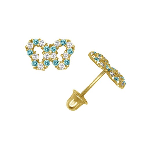 14k Yellow or White Gold Butterfly CZ Stud Earrings - Picture 11 of 24