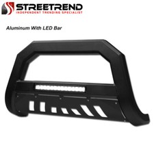 For 1999-2004 Ford F250f350 Matte Black Avt Aluminum Led Bull Bar Bumper Guard