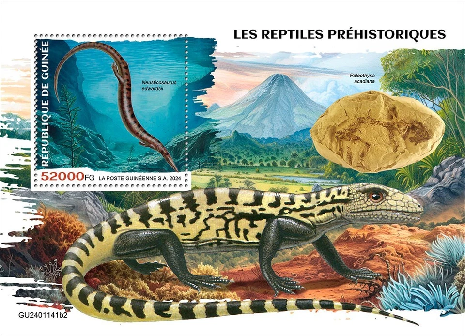 Prehistoric Reptiles MNH Stamps 2024 Guinea S/S - Image 1 of 1