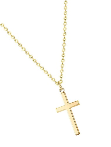 Tiny Gold Cross Pendant Necklace,18K 