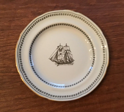 Spode TRADEWINDS Black with gold rim Bread and Butter Plate