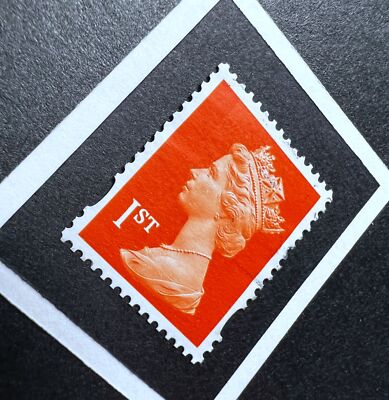 Queen Elizabeth II - Dark Orange Framed Postage Stamp Art 4x4