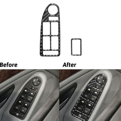 2x Front Door Window Control Button Cover Carbon Fiber For BMW M5 E39 1998-2003
