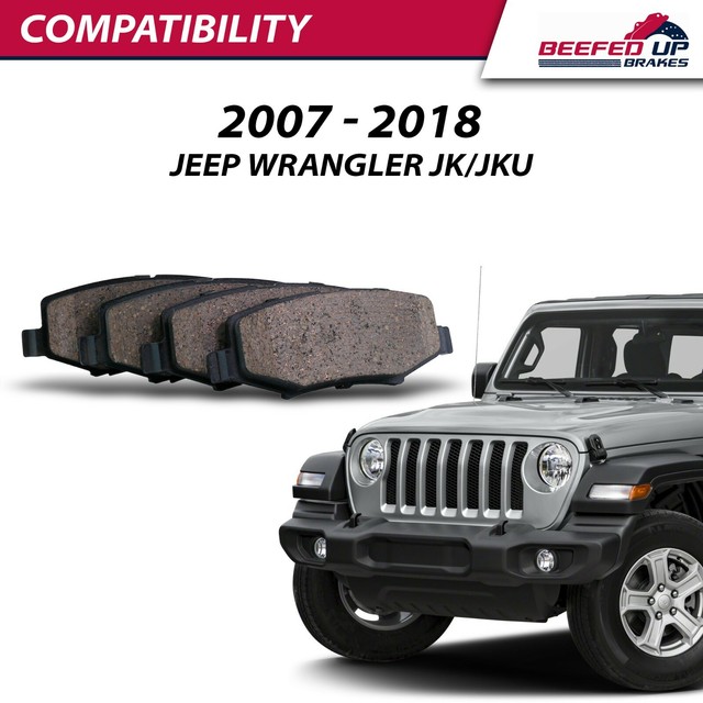 Heavy Duty Rear Ceramic Brake Pad Kit for 2007 2018 Jeep Wrangler JK